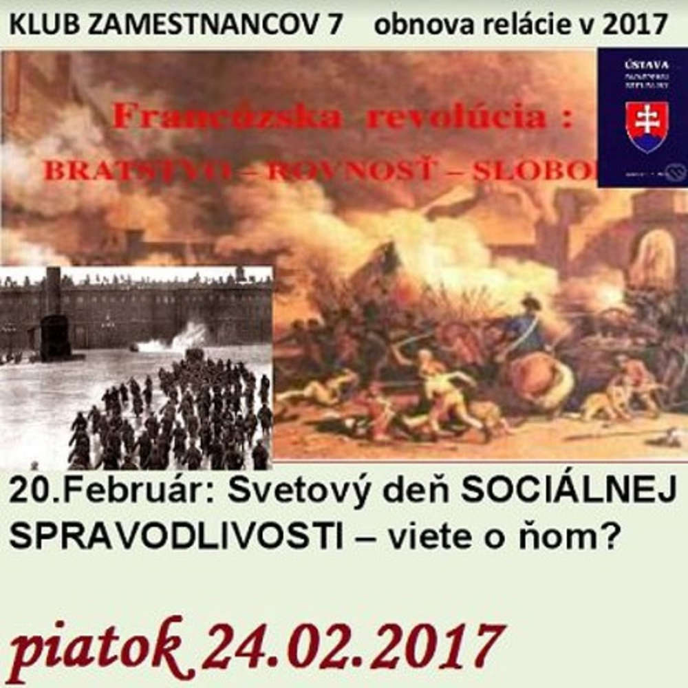 Klub zamestnancov 07 2017 02 24 20 Februar Svetovy de SOCIALNEJ SPRAVODLIVOSTI viete o om